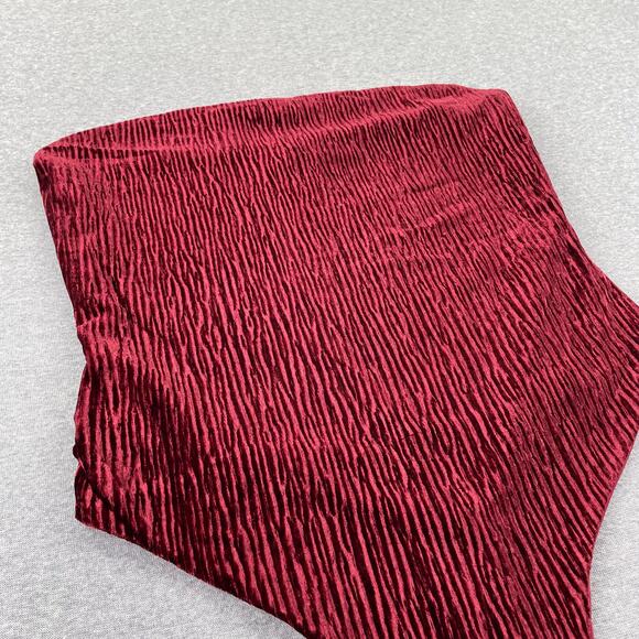 Naked Wardrobe Bodysuit Womens M Red Plush Velvet Tube Strapless Romantic Glam - Picture 3 of 12